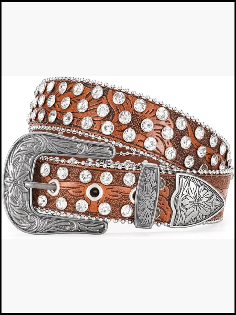 Western Rhinestone Belt Vintage Buckle Cowgirl Bling Statement Piece